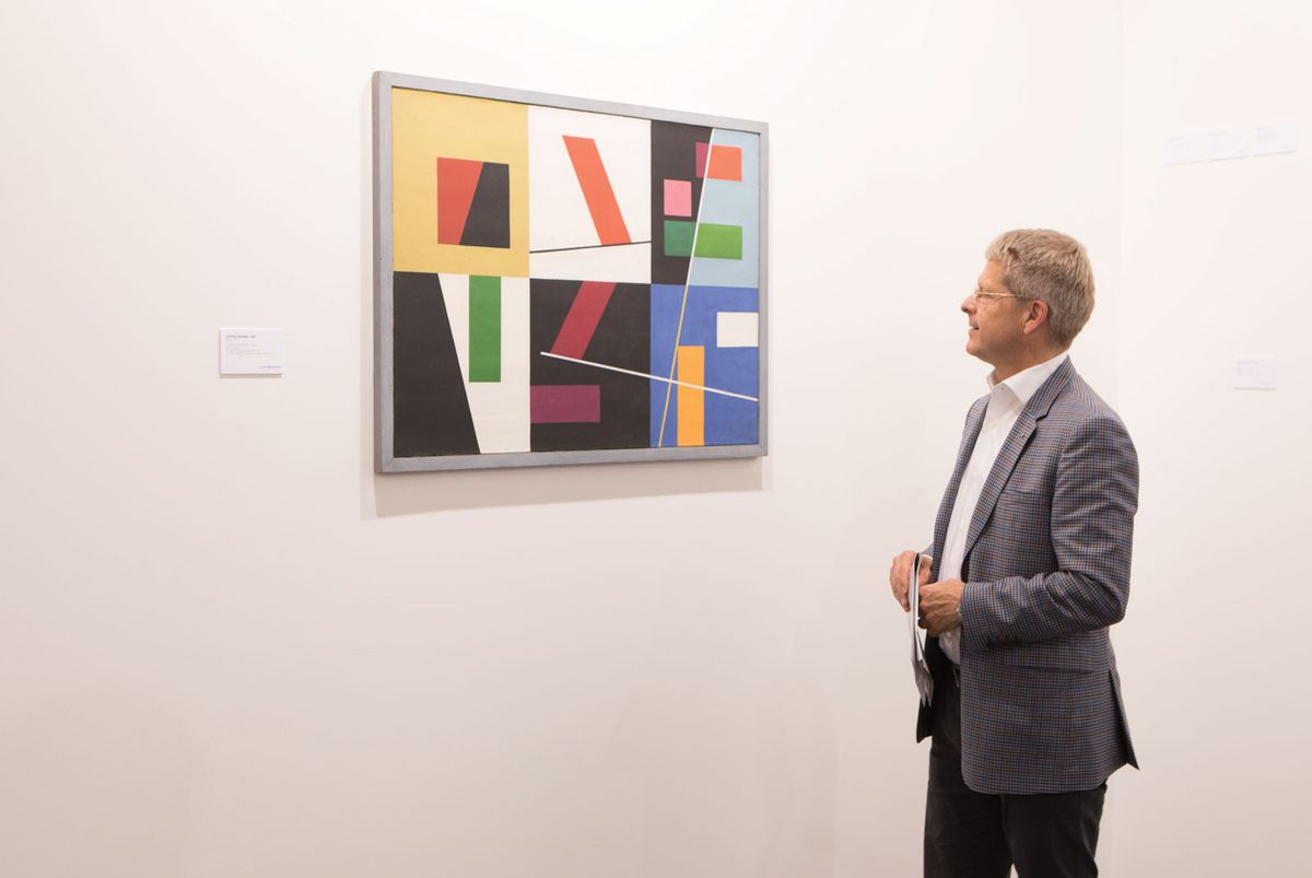 The late Swiss artist Sophie Taeuber-Arp’s Six Espaces Distinct (1939) is on Von Bartha’s stand at the fair David Owens