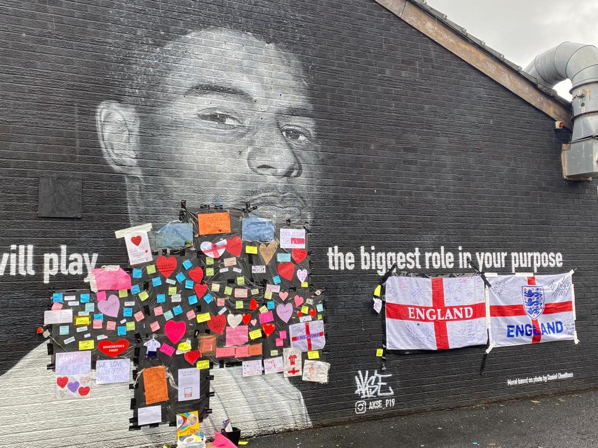 A mural of Marcus Rashford in Withington, Manchester Twitter