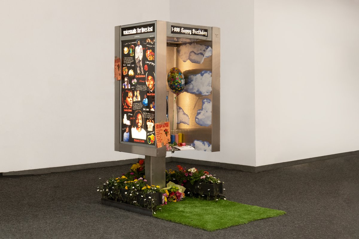 Installation view of 1-800-Happy Birthday by Even/Odd, presented by Worthlessstudios at Nada New York Courtesy of Worthlessstudios