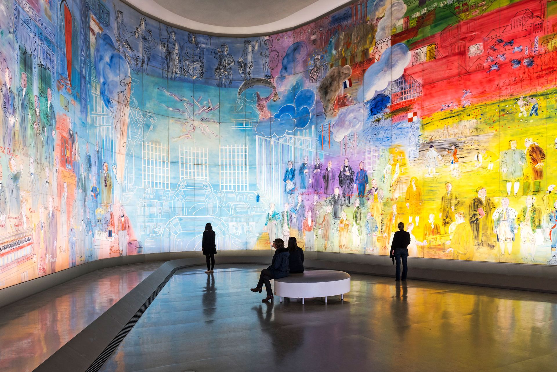The redesign by h2o architectes has created new lifts, ramps and obstacle-free pathways to provide access to the museum's previously "bunker-like" room for Raoul Dufy's mural La Fée Electricité (the Electricity Fairy, 1937) © Pierre Antoine