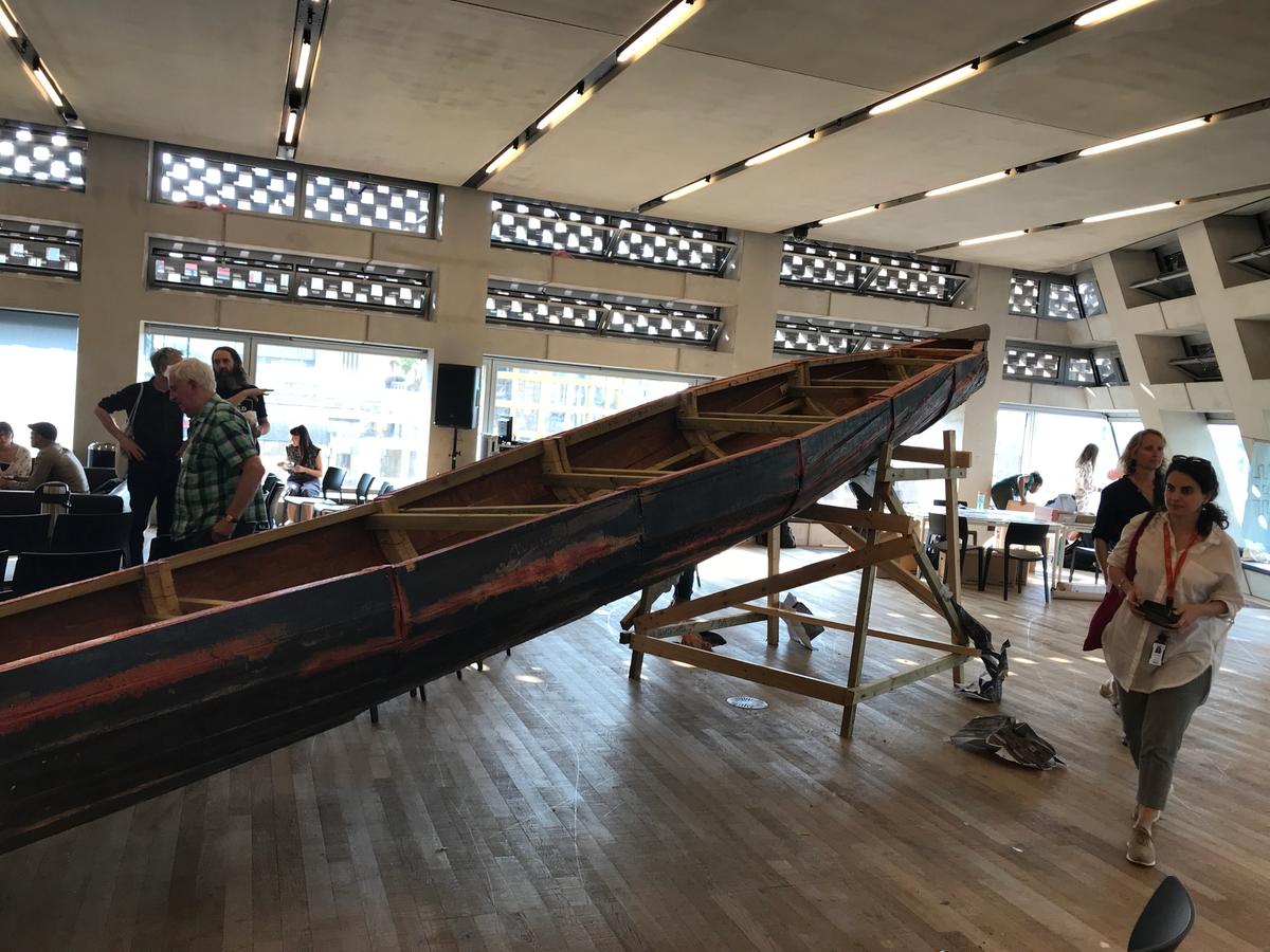 A replica of Subodh Gupta's What does the vessel contain, that the river does not, made by the Winchester School of Art students Gareth Harris