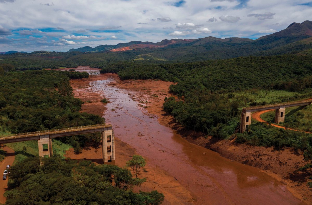 The collapse of the dam in Brumadinho released a river of rust-red sludge. Mauro Pimentel/AFP/Getty Images