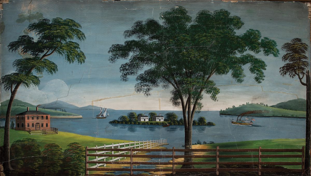 A section of Rufus Porter’s Howe House Mural (1838) Photo by David Bohl