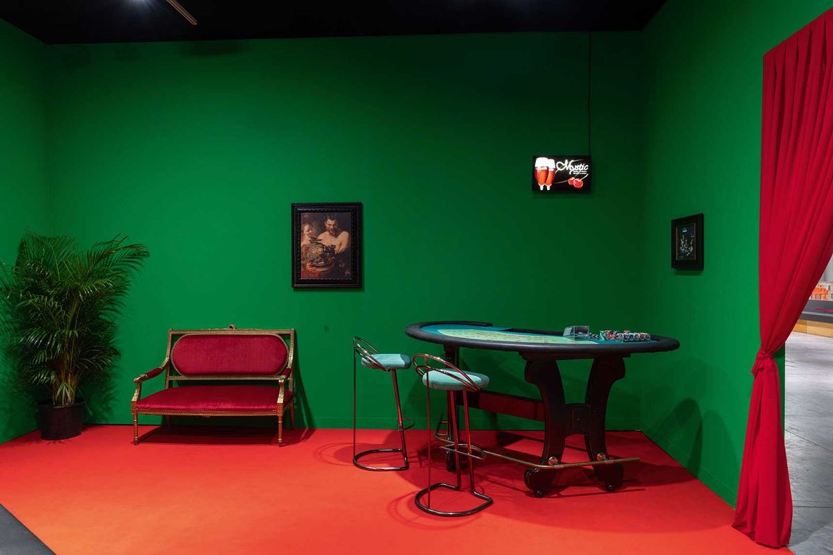 Place your bets: Meredith Rosen Gallery’s stand at Art Basel in Miami Beach in 2022 offered fair visitors a different kind of deal, with a restaging of the Belgian artist Guillaume Bijl’s interactive casino installation of 1984
Photo: Adam Reich