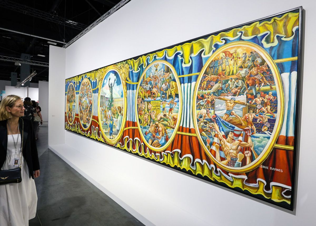 The 20ft-long panel contains scenes from the first four Rocky films Liliana Mora