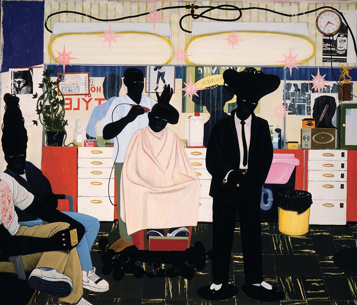 Visual allusions abound in Marshall’s works, including De Style (1993) Photo: © Museum Associates/LACMA; © Kerry James Marshall