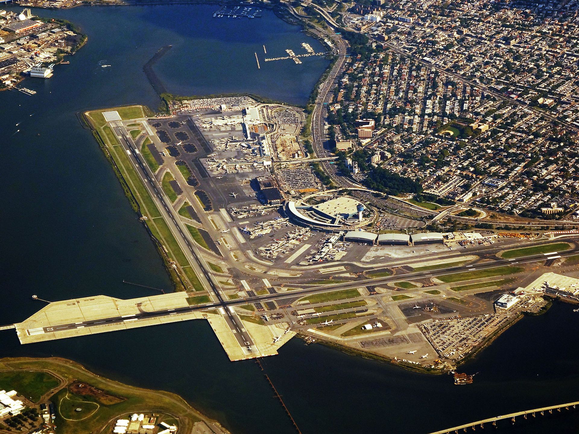 Aerial photo of LaGuardia Airport before the renovation, which broke ground in 2016 Photo by Patrick Handrigan, via Wikimedia Commons
