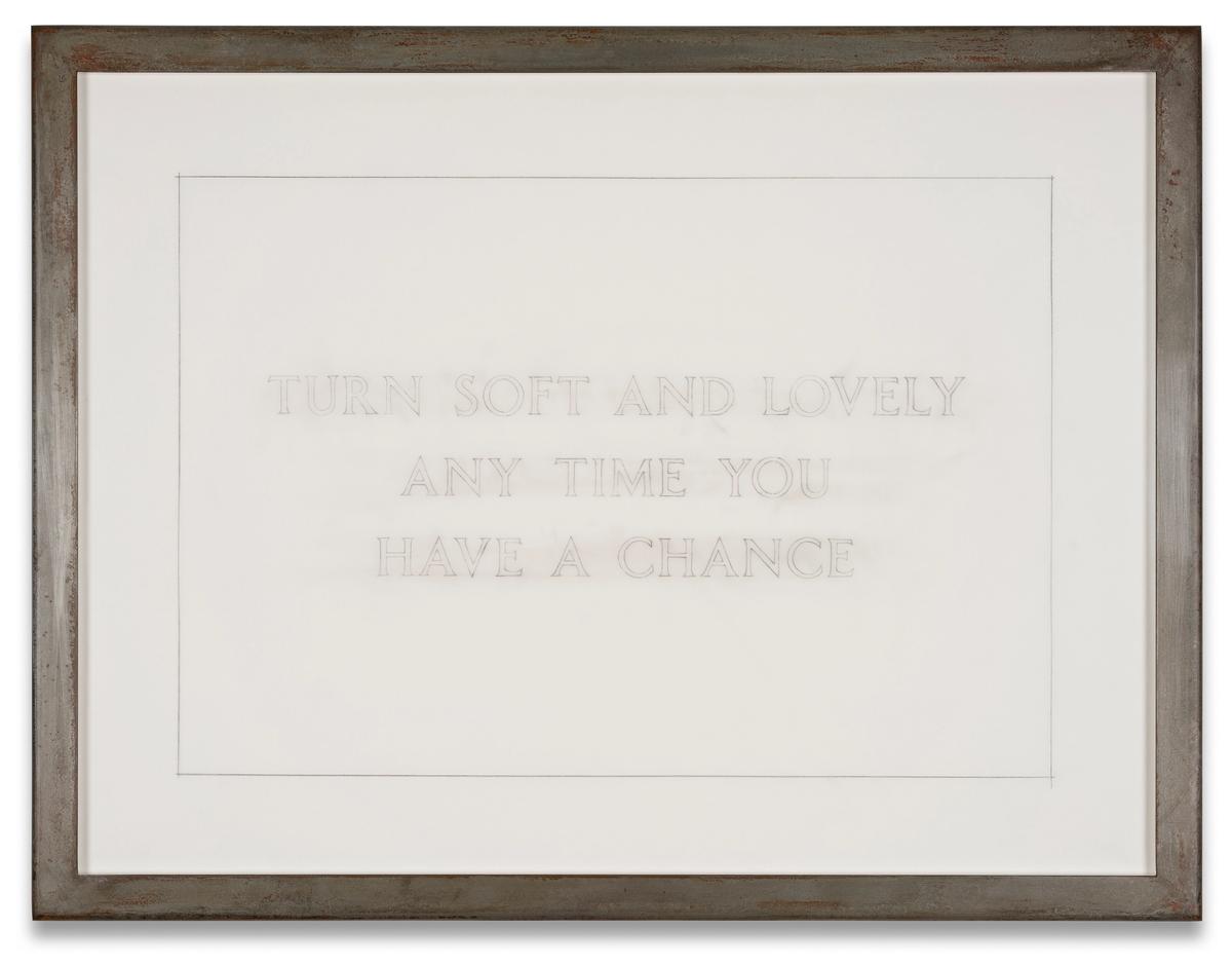 Jenny Holzer's Survival: Turn soft and lovely... (2005)
© 2005 Jenny Holzer;(ARS) NY. Photo: Sveva Costa Sanseverino. Courtesy of Sprüth Magers