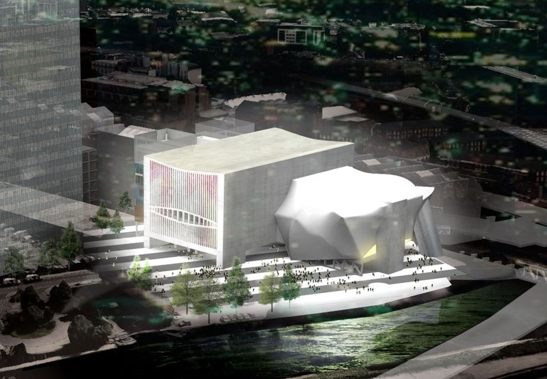A rendering of how The Factory in Manchester will look © OMA. Image Courtesy Factory Manchester