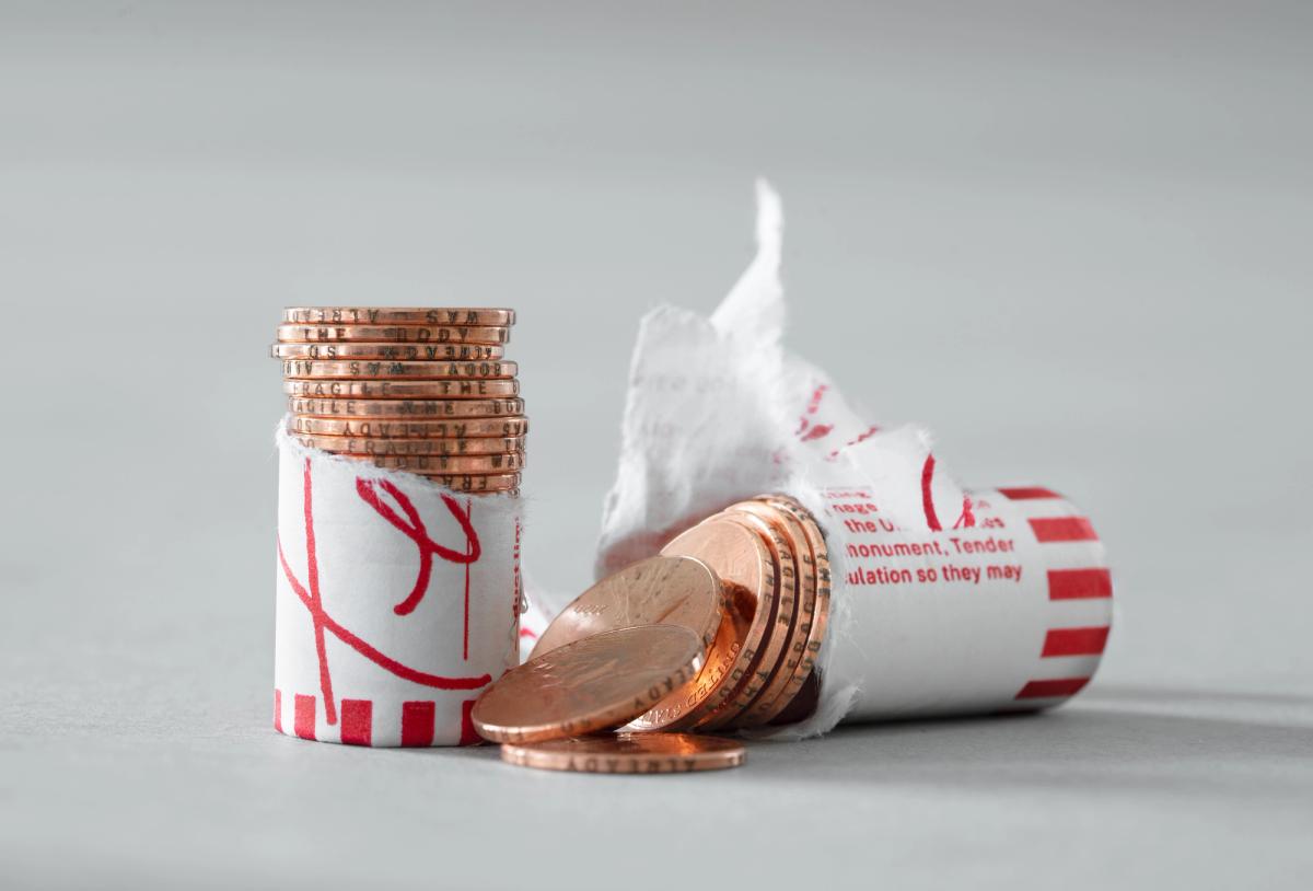 A roll of "Tender" pennies by artist Jill Magid. Photo by Paul McGeiver. Courtesy of Creative Time
