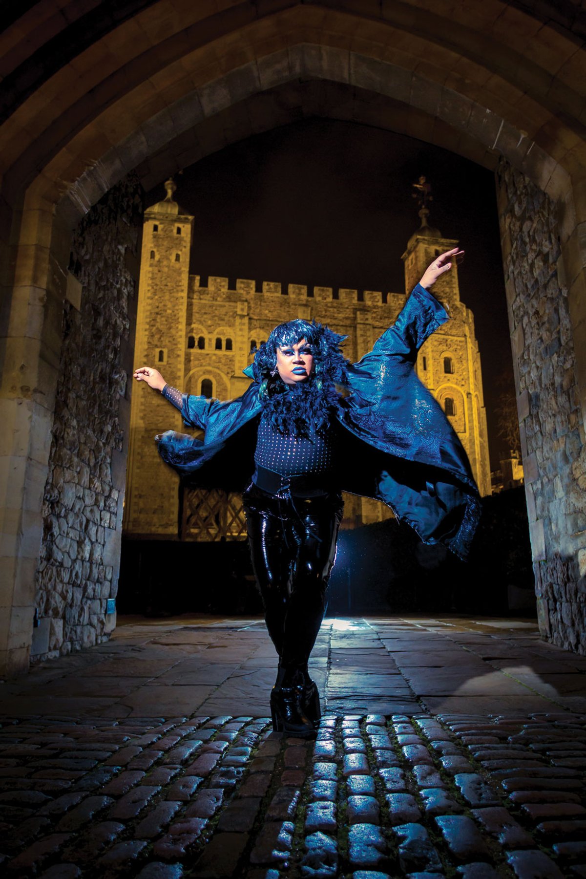 A “drag raven” inspired by the Tower of London’s legendary guardians will feature in evening performances at the historic landmark © Historic Royal Palaces