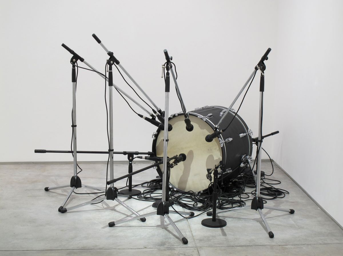 Jamal Cyrus’s 2010 installation Untitled (Grand Verbalizer What Time Is It?) references music and Black history, much as Alice Coltrane did in her own work

Photo: Michael O’brien, Inman Gallery, Houston; Courtesy of Collection of Ric Whitney and Tina Perry Whitney 