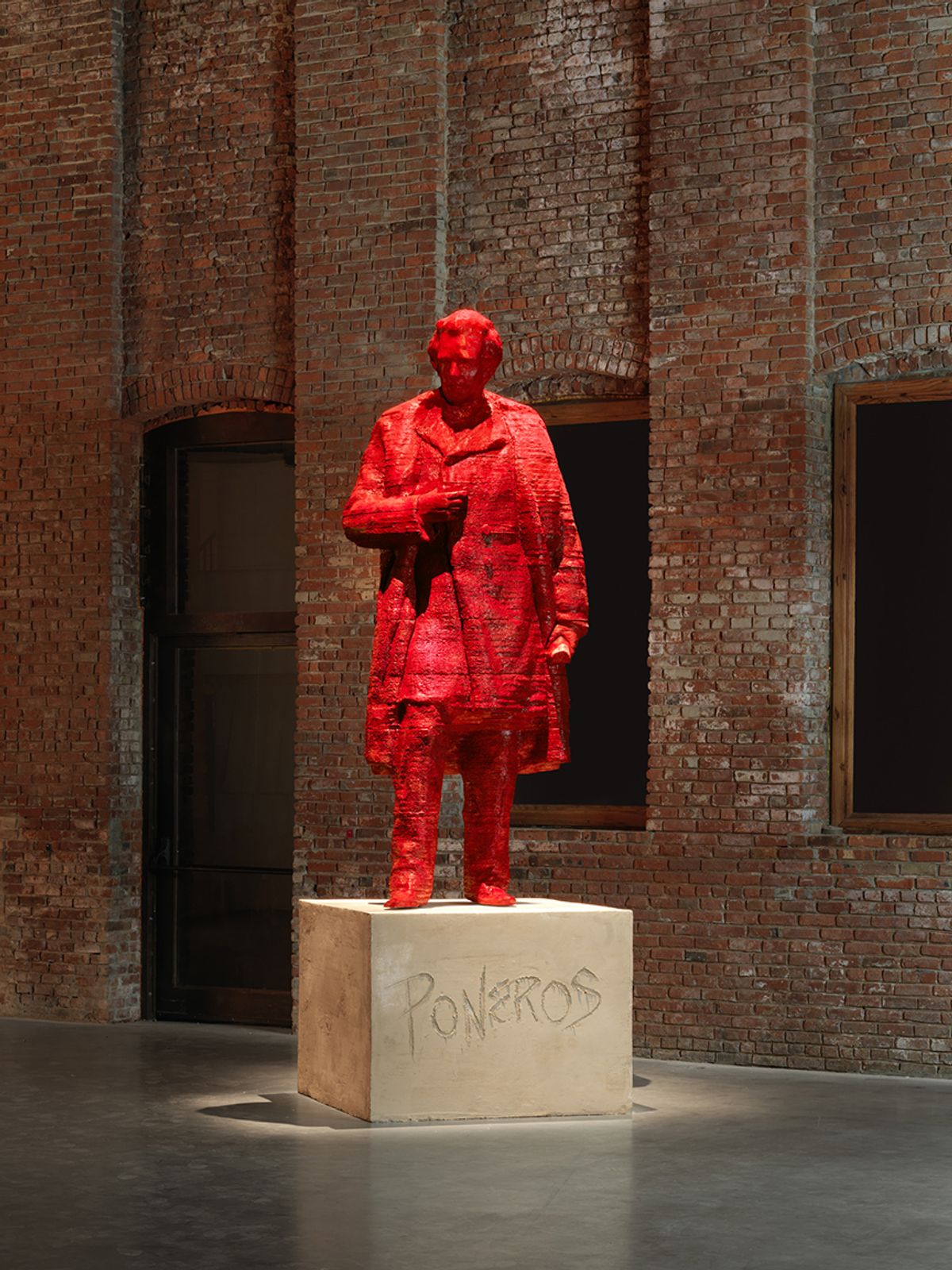 Doreen Garner's sculpture of J. Marion Sims, 3-D scanned from a statue in Central Park, in White Man on a Pedestal at Pioneer Works Dan Bradica