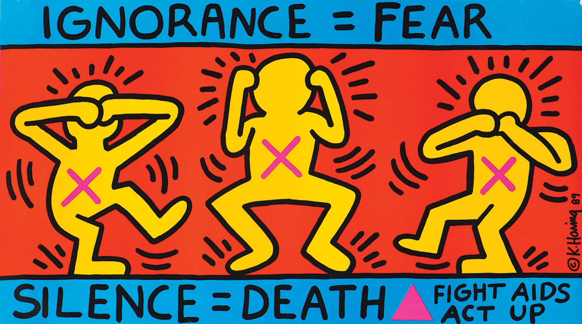 Haring’s Silence = Death (1989) © Keith Haring Foundation