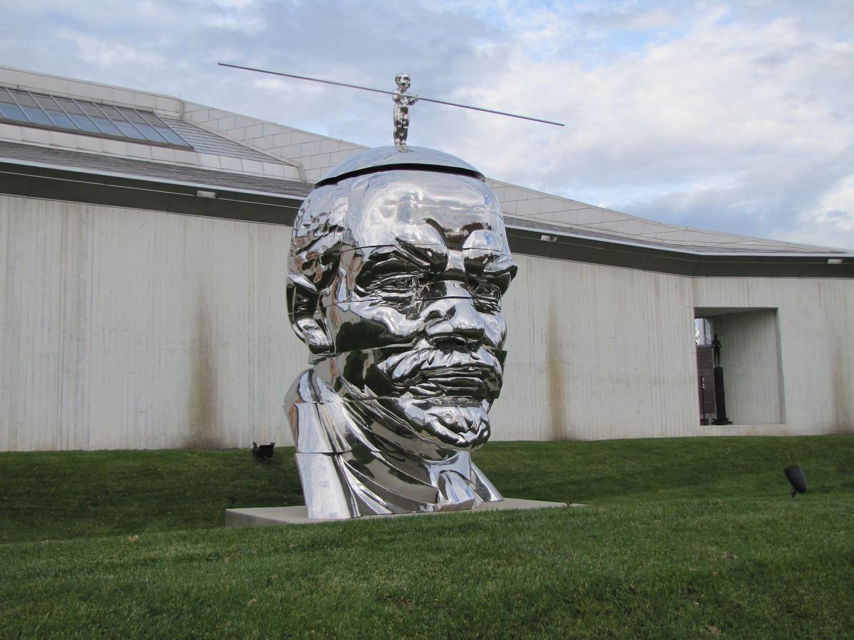 Gao Brothers, Miss Mao Trying to Poise Herself at the Top of Lenin's Head, 2009 Photo by goatling, via Flickr