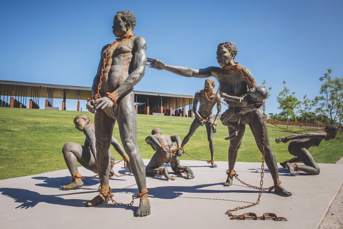 Direct and unflinching: a sculpture by Kwame Akoto-Bamfo on the grounds of the National Memorial for Peace and Justice in Montgomery, Alabama
Photo: Audra Melton/The New York Times/Redux/eyevine