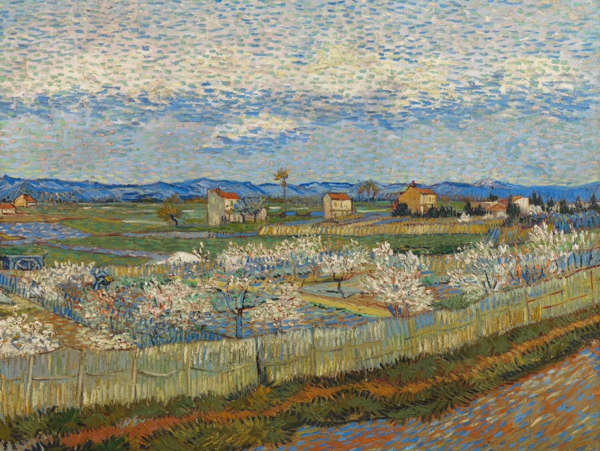 Van Gogh’s Peach Trees in Blossom (April 1889). © Samuel Courtauld Trust, Courtauld Gallery, London