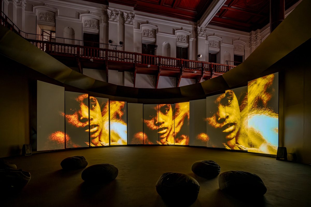 An installation of Claudia Andujar: The Yanomami Struggle. With Davi Kopenawa and Yanomami artists
Photo: Kenryou Gu