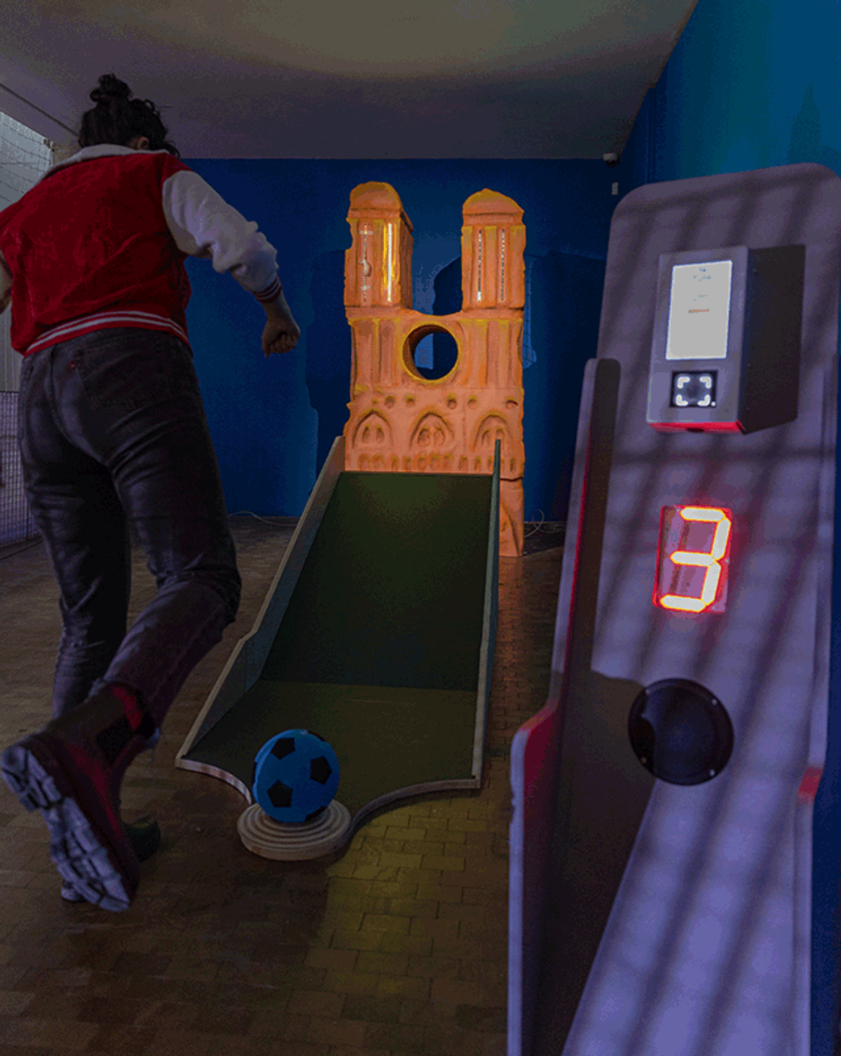 A hole in goal? A game of golf-foot being played at Lafayette Anticipations in Paris

Courtesy Lafayette Anticipations. Photo: Chloé Magdelaine