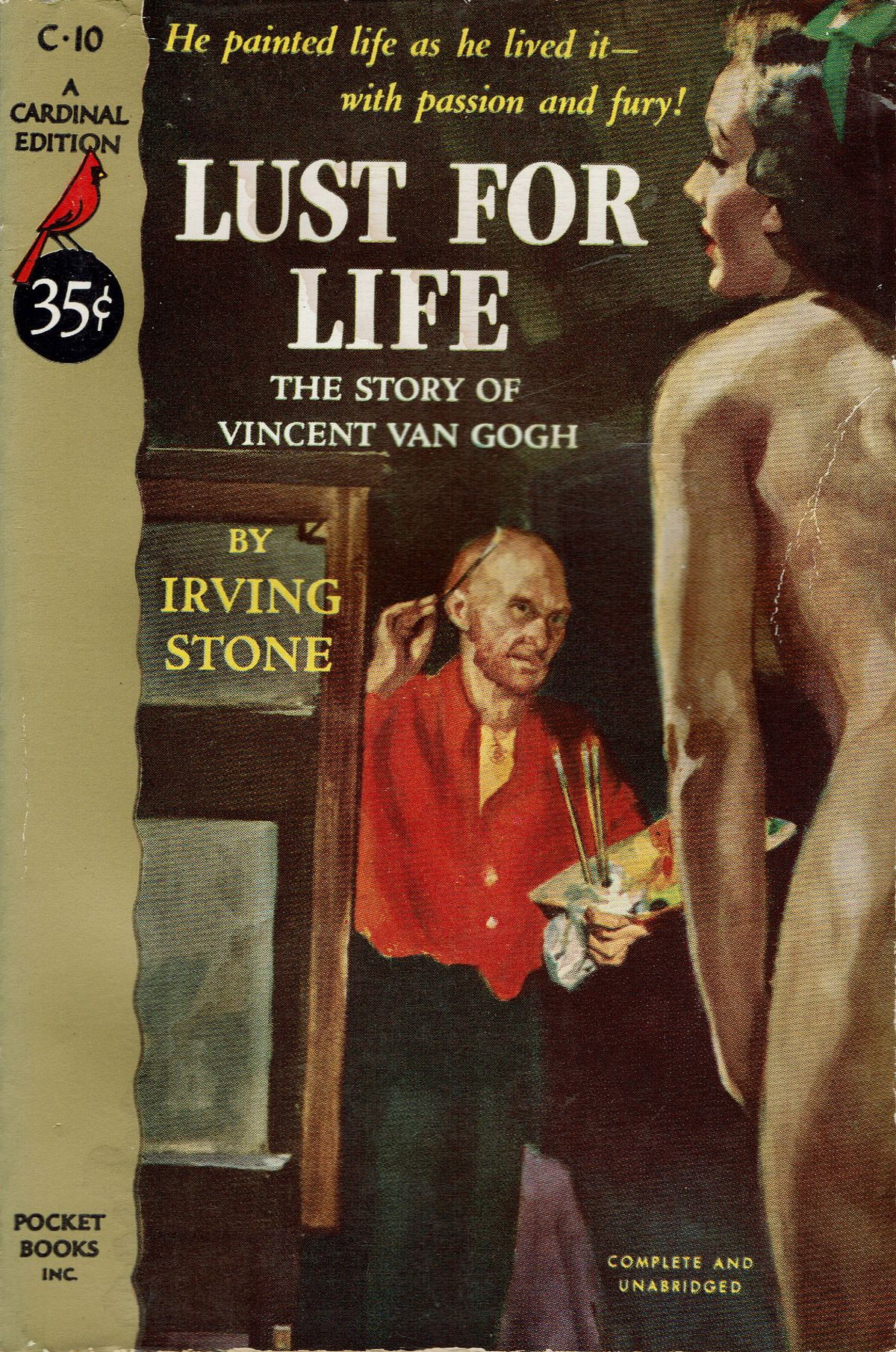 Cover of Irving Stone’s novel Lust for Life: The Story of Vincent van Gogh, Pocket Books/Cardinal edition, 1951 