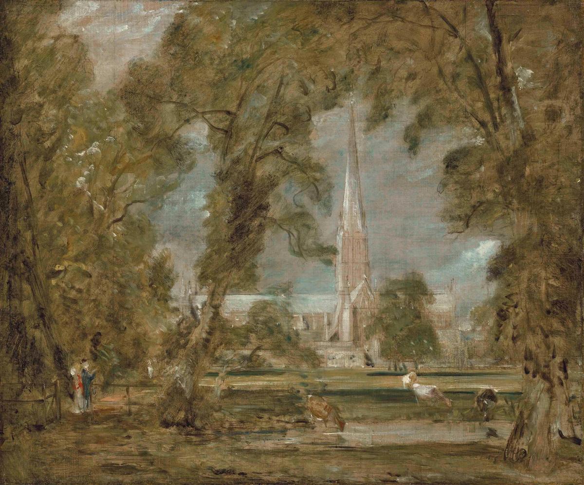 Salisbury Cathedral from the Bishop's Grounds by John Constable (1823)

Courtesy of Christie's