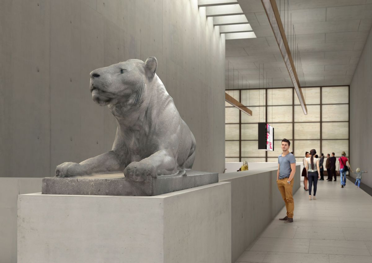 August Gaul, Lying Lion by  (1903) was returned to the heirs of Felicia Lachmann-Mosse in 2015. It will go on show in the new James Simon Gallery, the entrance building for Museum Island currently under construction. © SPK / ART+COM, 2017