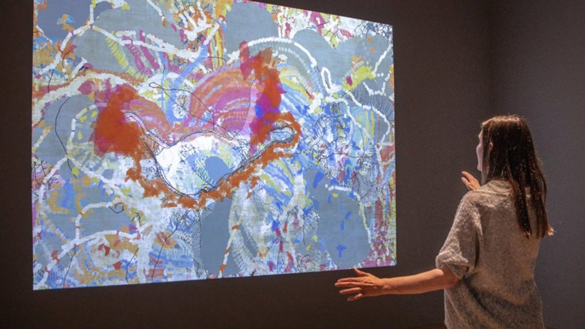 Camille Utterback’s Precarious (2018) in the exhibition Where Art and Tech Collide at the Nevada Museum of Art, which has also been sponsored by Tesla Courtesy of the Nevada Museum of Art