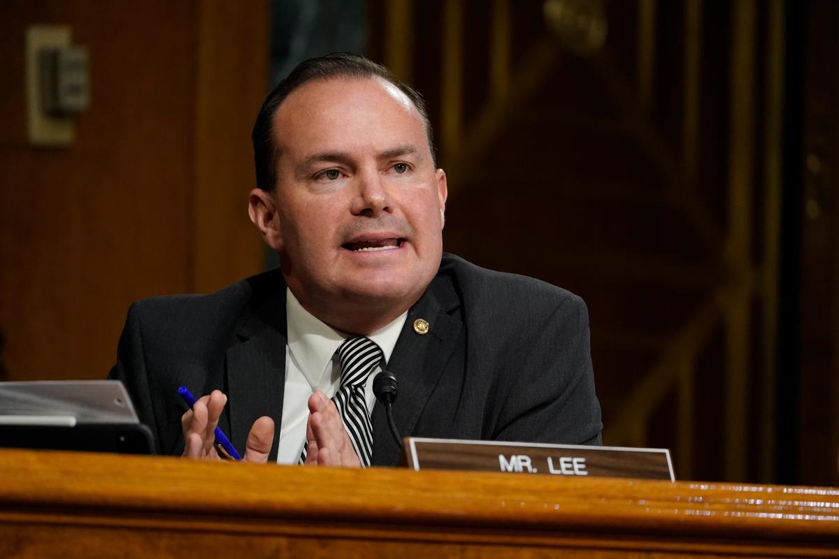 Sen. Mike Lee, R-Utah, speaks during a Senate Judiciary Committee hearing on Capitol Hill in Washington, DC AP Photo/Susan Walsh, Pool
