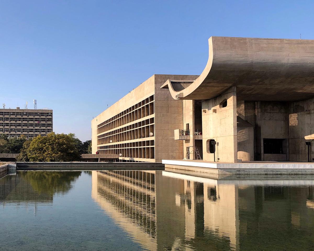 The Chandigarh Legislative Assembly building, one of the city's many buildings designed by Le Corbusier. 

Photo: UnpetitproleX via Wikipedia Commons