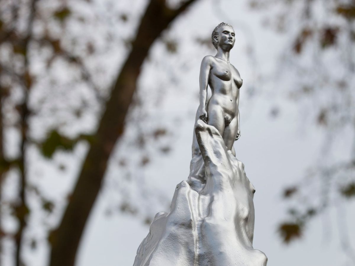 Maggi Hambling's A Sculpture for Mary Wollstonecraft unveiled on Newington Green, London, as world's first memorial to the feminist pioneer © Ioana Marinescu