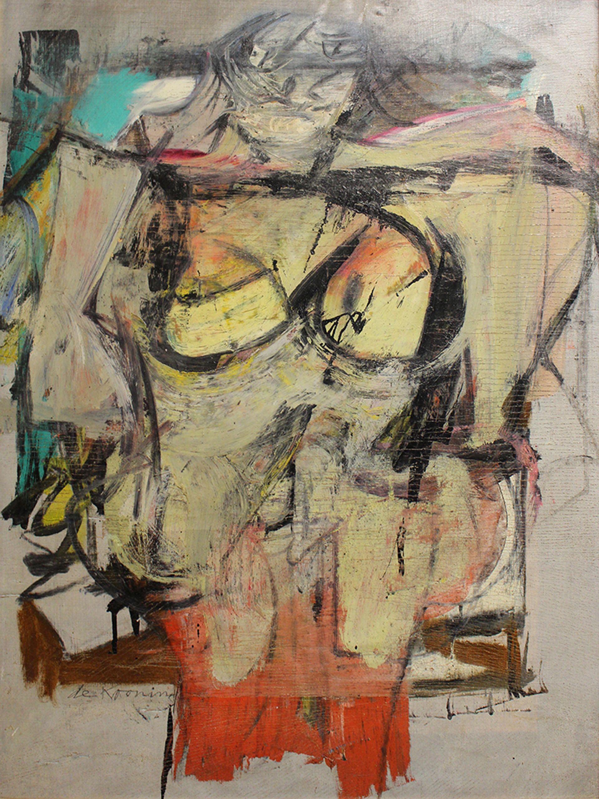 Willem de Kooning’s Woman-Ochre  (1955) in August 2017, shortly after it was recovered in New Mexico and returned to the University of Arizona Museum of Art. © 2019 The Willem de Kooning Foundation / Artists Rights Society (ARS), New York