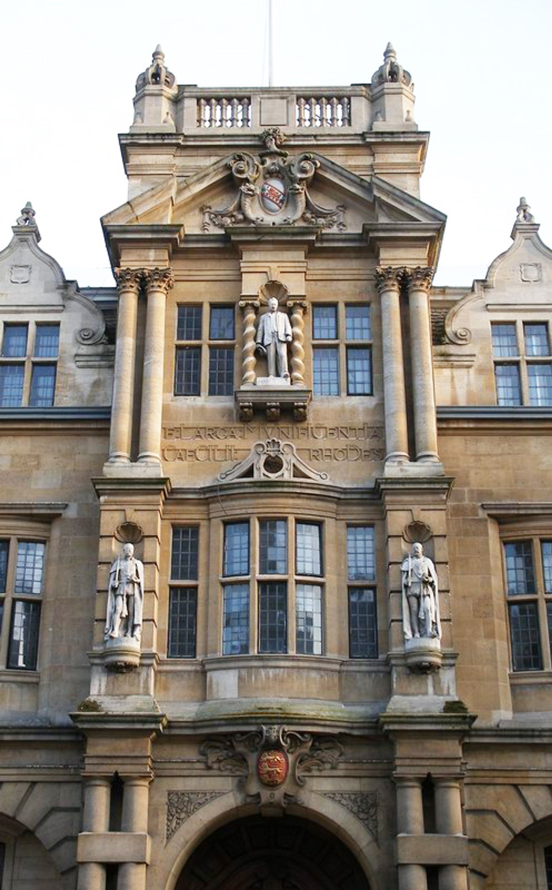 The facade of the Rhodes Building at Oriel College, with the Cecil Rhodes statue top-centre Photo: Anders Sandberg