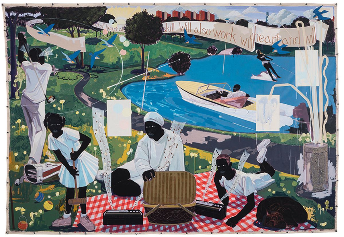 Kerry James Marshall's Past Times (1997) set a new record for a living African American artist of $21.1m with fees Courtesy of Sotheby’s
