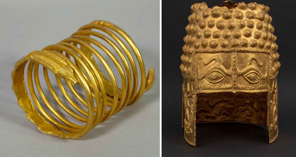 A Dacian bracelet from Sarmizegetusa Regia (around 50 BC) and the Helmet of Coțofeneşti (around 450 BC) were among the objects stolen in the heist
Photos: Ing. Marius Amarie