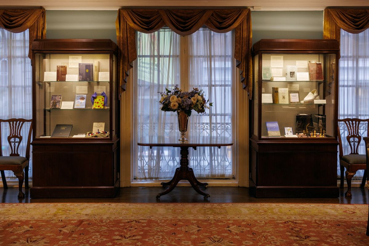 Installation view of Imaginary Books: Lost, Unfinished, and Fictive Works Found Only in Other Books at the Grolier Club, Manhattan Courtesy the Grolier Club