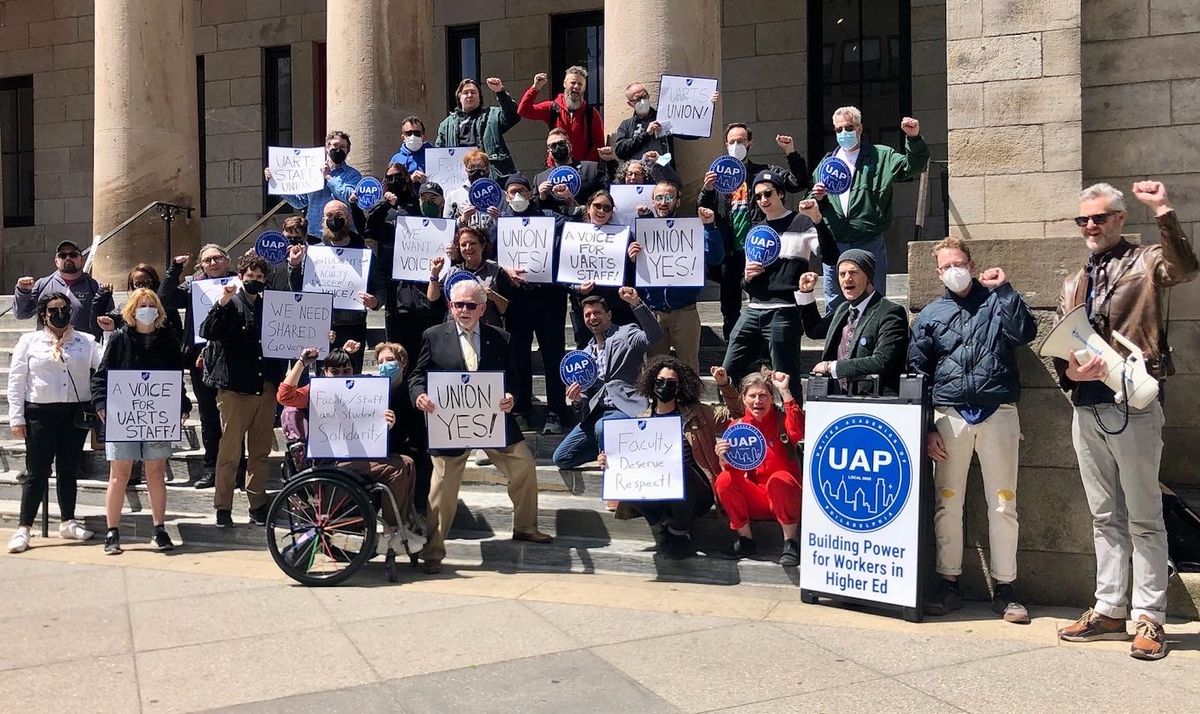 Members of the University of the Arts community rally on 27 April Photo by Zoe Cohen