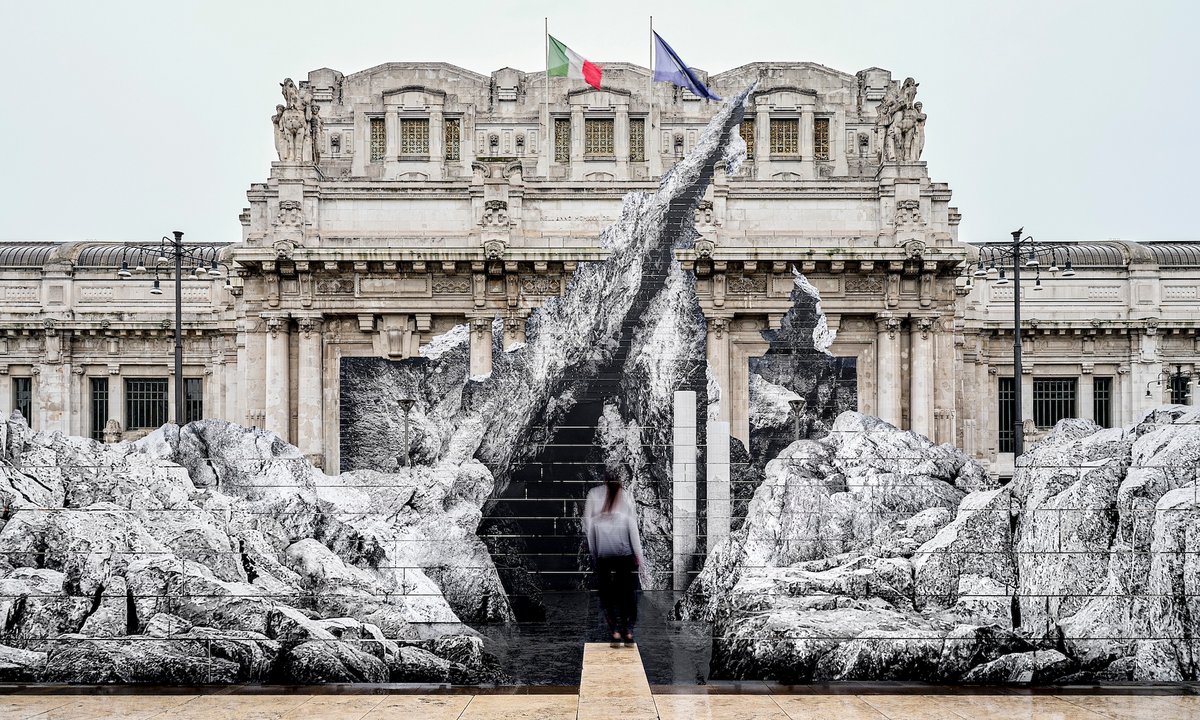 JR punches a tunnel through Milan’s central railway station in latest optical illusion