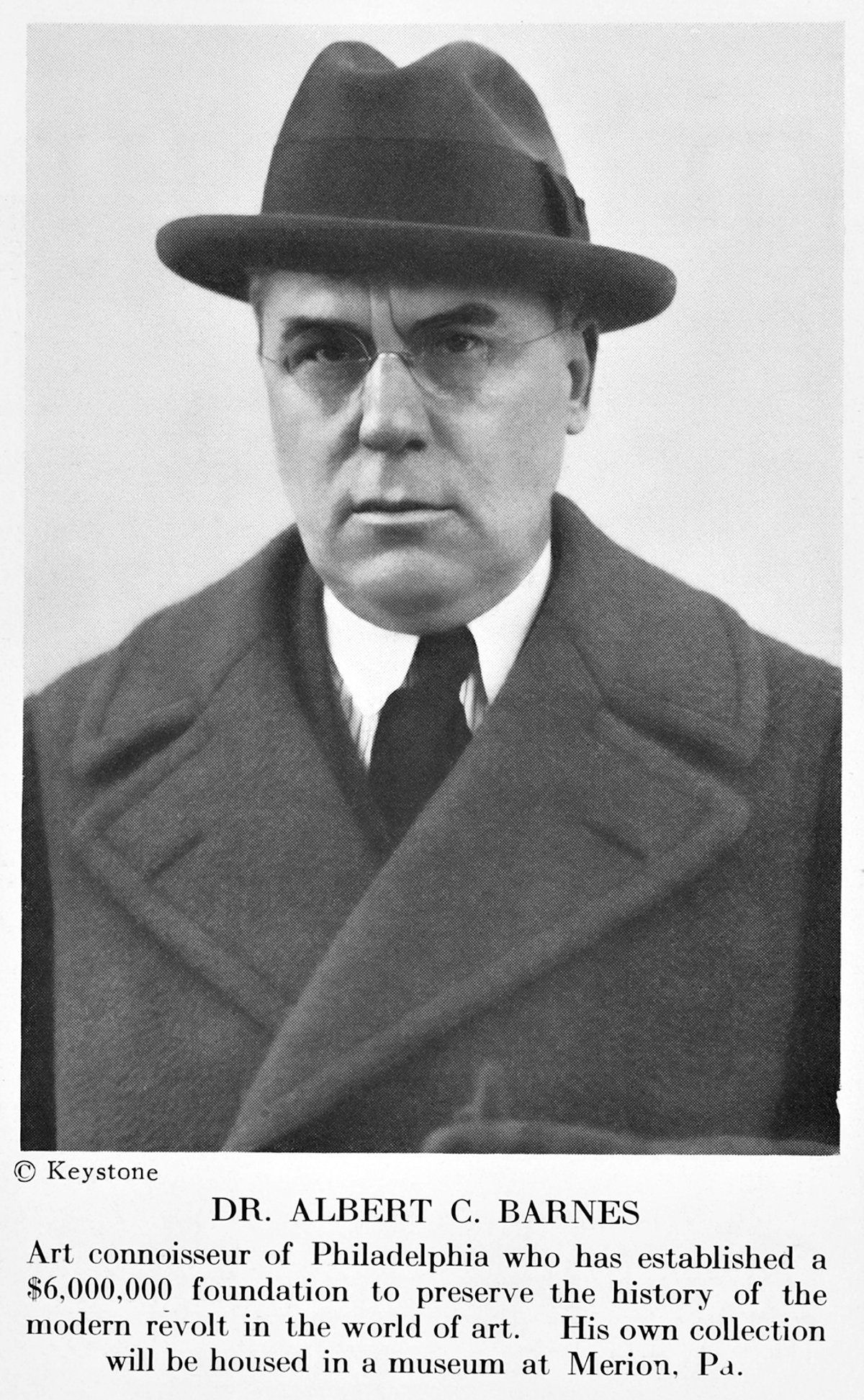 Albert C. Barnes in February of 1923, as his plans for a foundation first attract attention in Town & Country magazine