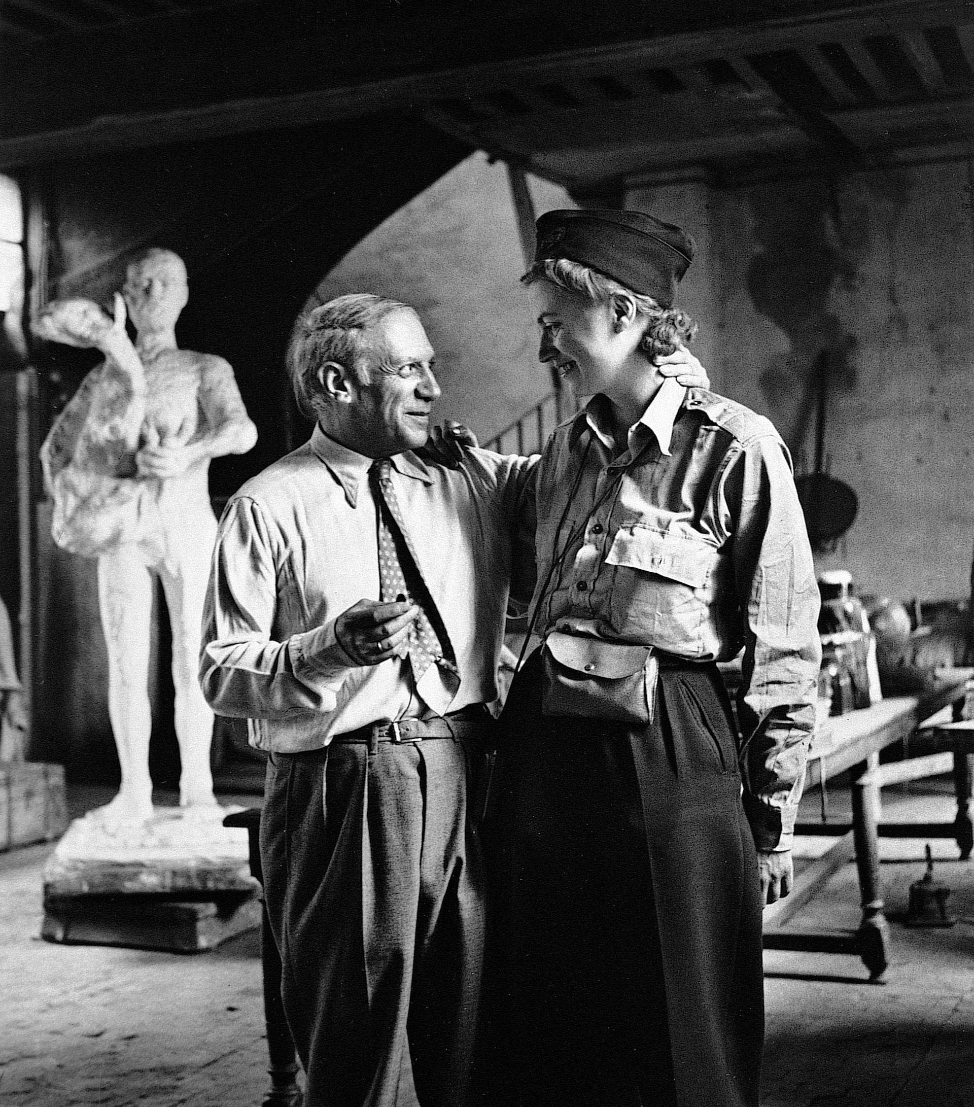 Picasso and Lee Miller in his studio, Liberation of Paris, Rue des Grands Augustins, Paris, France 1944 by Lee Miller. © Lee Miller Archives, England 2021. All rights reserved. www.leemiller.co.uk
