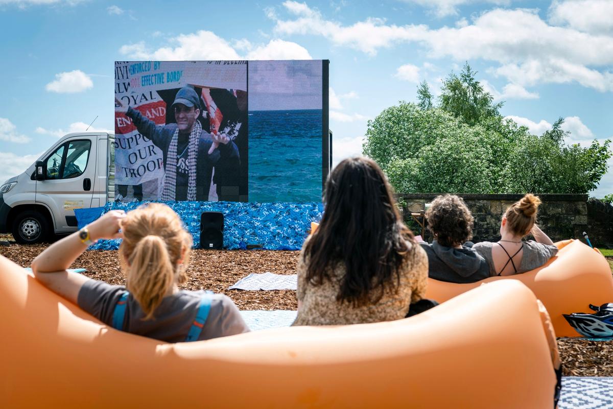 Alberta Whittle's film installation business as usual:hostile environment (2021) at Glasgow International Photo: Ian Georgeson