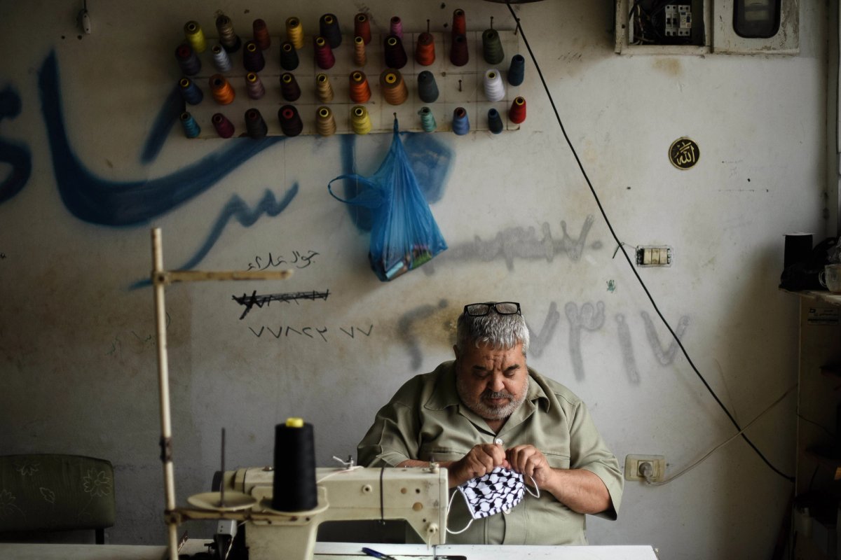 The face masks are being crafted and distributed from a workshop in Gaza