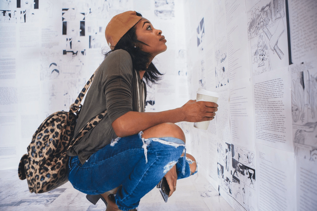 The actress Rosario Dawson views Writing on the Wall by Hank Willis Thomas and Baz Dreisinger when it was shown in New Orleans in 2015 Photo: Patrick Melon