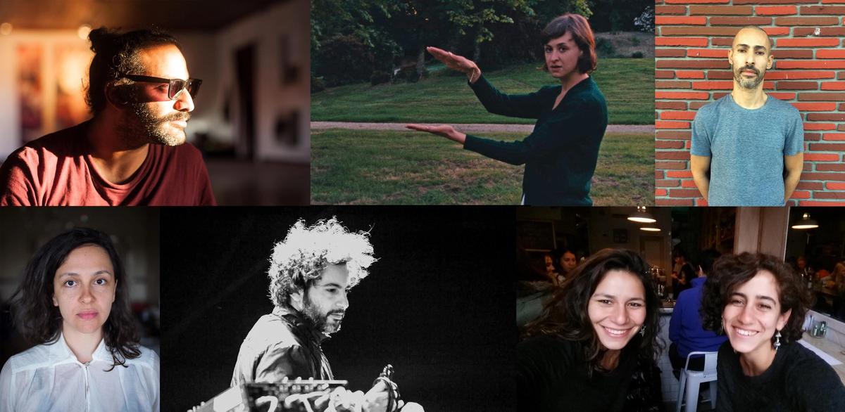 Clockwise: Yazan Khalili, Basma Alsharif, Shadi Habib Allah, nasa4nasa, Maurice Louca, and Jasmina Metwaly Khalili: © Victoria Ushkanova; Louca: © Louis Lacroix; Metwaly: © Christina Rizk