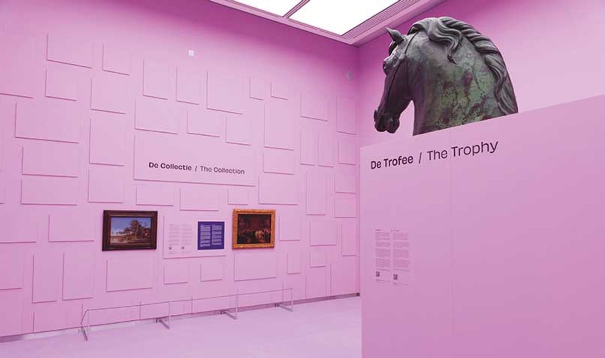In the Mauritshuis’s show, Loot—10 Stories, the 67 missing works are represented by spaces on the walls
Photo: Ivo Hoekstra, Mauritshuis
