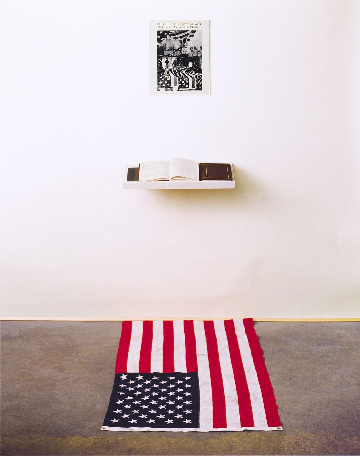 Dread Scott, What is the Proper Way to Display a U.S. Flag?, 1988, installation for audience participation © Dread Scott, courtesy the artist and Cristin Tierney Gallery
