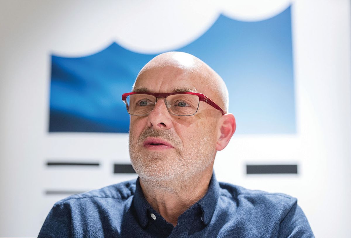 Brian Eno, musician, artist and founder of EarthPercent  Daniel Bockwoldt; DPA picture alliance/Alamy Stock Photo