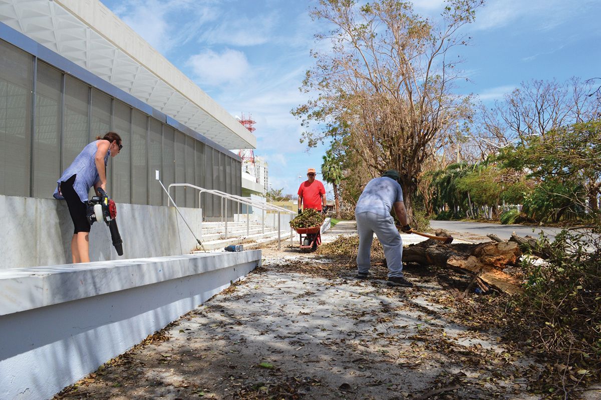 Workers clear up damage from Hurricane Maria at the Museo de Arte de Ponce Courtesy of the Museo de Arte de Ponce