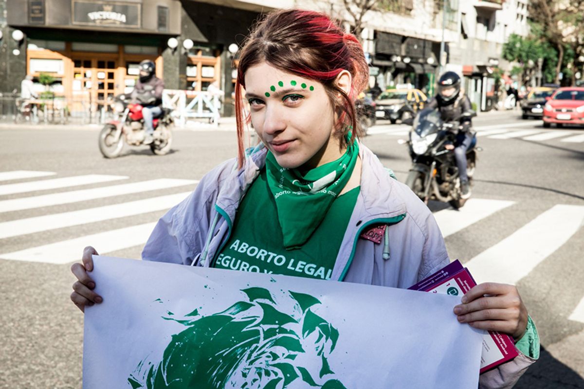 Members of Nosotras Proponemos designed posters to put up around Buenos Aires during the vote on the legalisation of abortion Courtesy of Nora Fisch