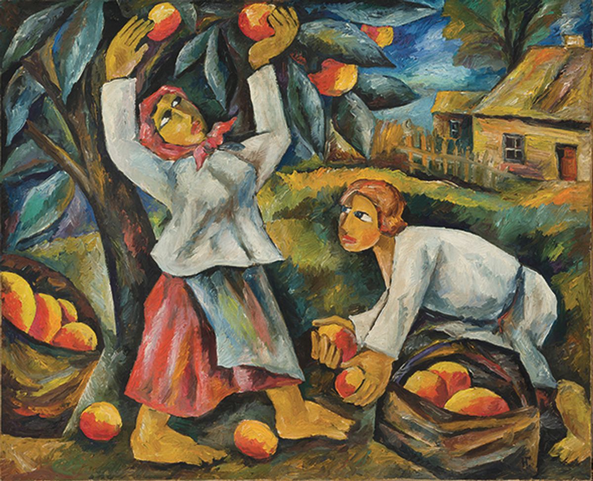 An untitled painting attributed to Natalia Goncharova is one of the works reported to have been seized in Paris Image: © Dmtriy Spektorer: