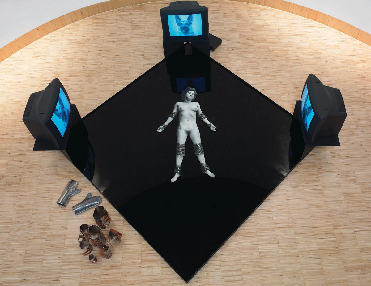 Valie Export's video installation I (beat (it)) II (1980), one of more than 1,300 works donated from the Essl collection to the Albertina museum © Bildrecht, Wien, 2018